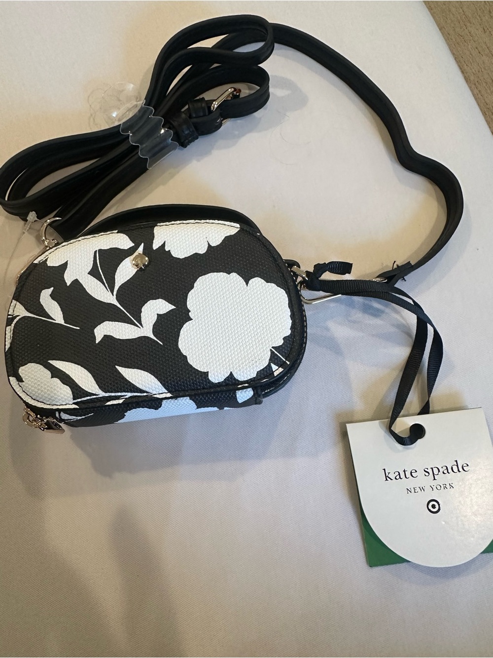 kate spade Black and White Floral Mini Crossbody